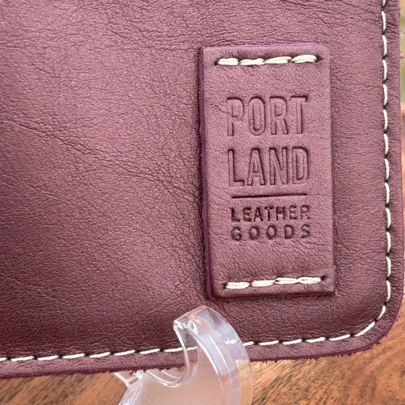 Portland Leather Goods Large Wristlet Clutch Metallic Wine Full-Grain Leather - Picture 4 of 8